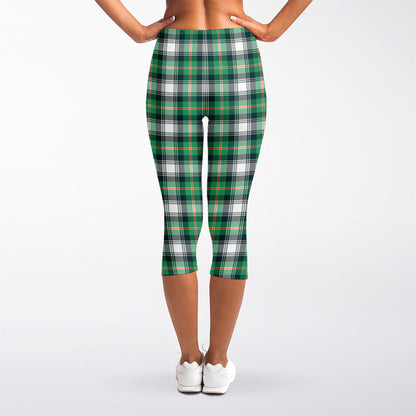 Saint Patrick's Day Tartan Pattern Print Women's Capri Leggings