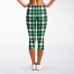 Saint Patrick's Day Tartan Pattern Print Women's Capri Leggings