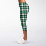 Saint Patrick's Day Tartan Pattern Print Women's Capri Leggings