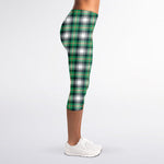 Saint Patrick's Day Tartan Pattern Print Women's Capri Leggings