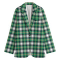 Saint Patrick's Day Tartan Pattern Print Women's Cotton Blazer