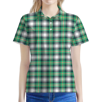 Saint Patrick's Day Tartan Pattern Print Women's Polo Shirt