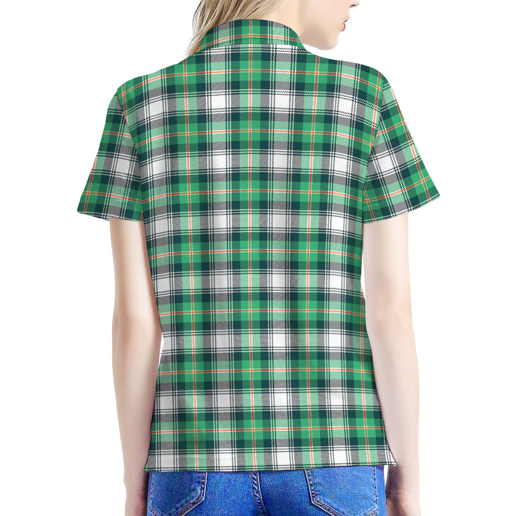 Saint Patrick's Day Tartan Pattern Print Women's Polo Shirt