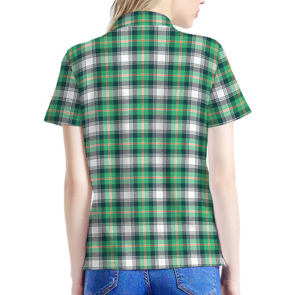 Saint Patrick's Day Tartan Pattern Print Women's Polo Shirt