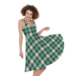 Saint Patrick's Day Tartan Pattern Print Women's Sleeveless Dress