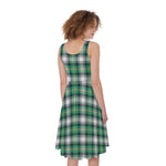 Saint Patrick's Day Tartan Pattern Print Women's Sleeveless Dress