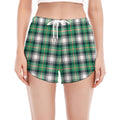 Saint Patrick's Day Tartan Pattern Print Women's Split Running Shorts
