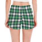 Saint Patrick's Day Tartan Pattern Print Women's Split Running Shorts