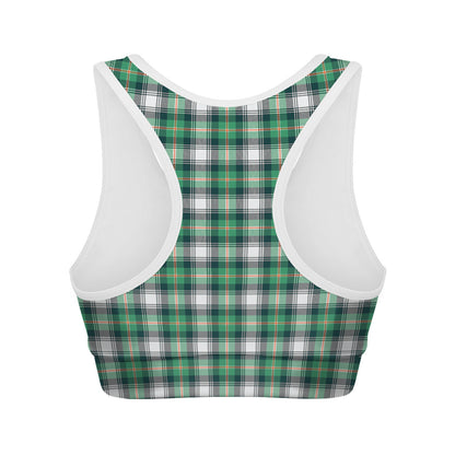 Saint Patrick's Day Tartan Pattern Print Women's Sports Bra