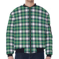 Saint Patrick's Day Tartan Pattern Print Zip Sleeve Bomber Jacket