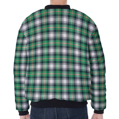 Saint Patrick's Day Tartan Pattern Print Zip Sleeve Bomber Jacket