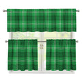 Saint Patrick's Day Tartan Print 3 Piece Kitchen Curtains
