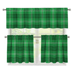 Saint Patrick's Day Tartan Print 3 Piece Kitchen Curtains