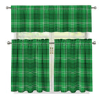 Saint Patrick's Day Tartan Print 3 Piece Kitchen Curtains