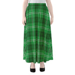 Saint Patrick's Day Tartan Print Chiffon Maxi Skirt