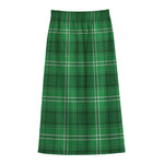 Saint Patrick's Day Tartan Print Cotton Front Slit Maxi Skirt
