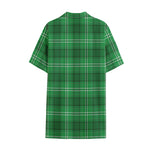 Saint Patrick's Day Tartan Print Cotton Hawaiian Shirt