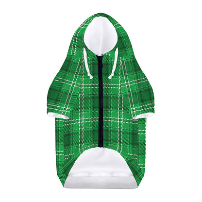 Saint Patrick's Day Tartan Print Dog Zip Up Hoodie