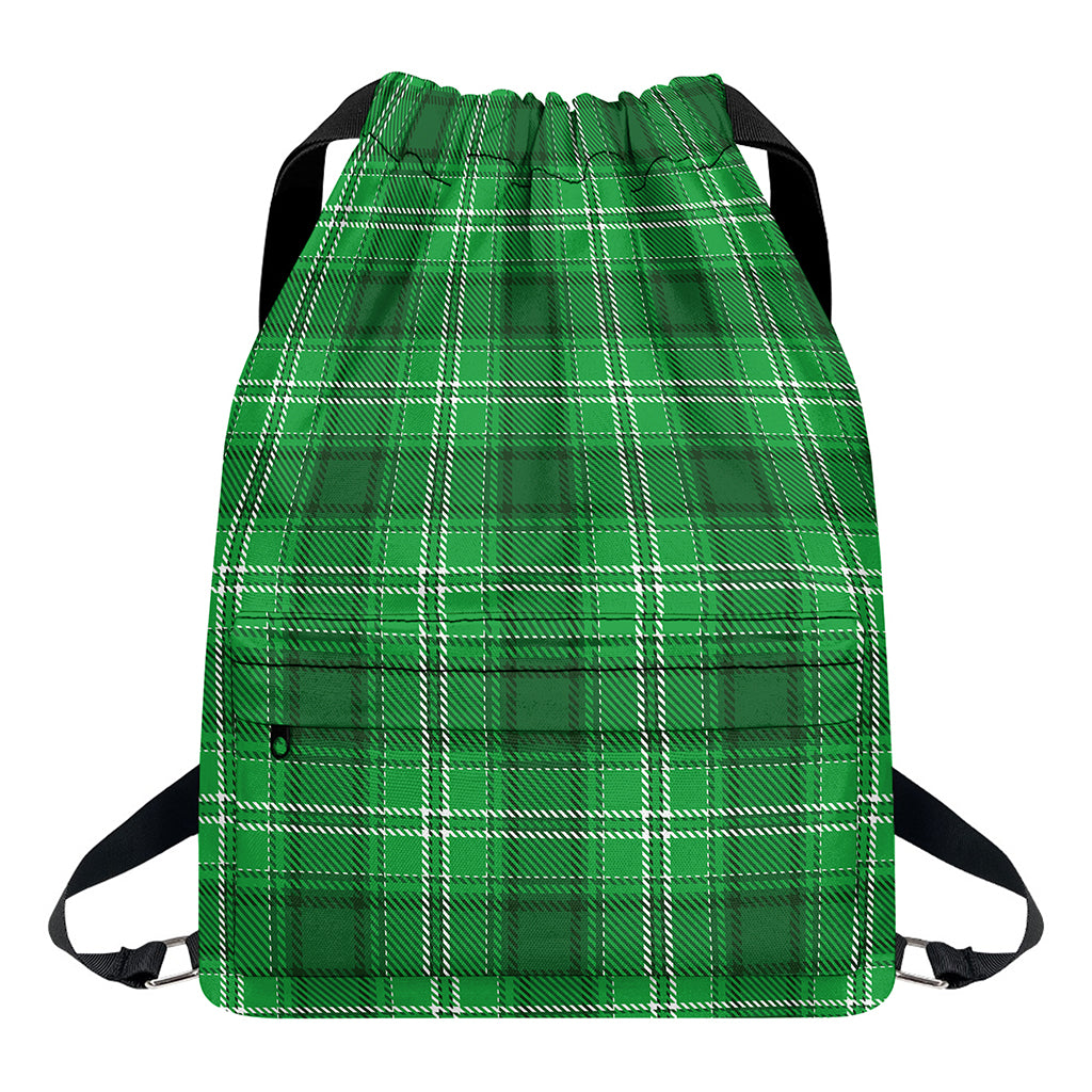 Saint Patrick's Day Tartan Print Drawstring Backpack