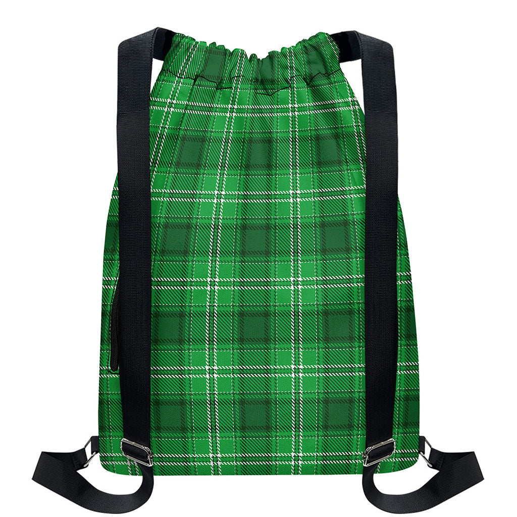 Saint Patrick's Day Tartan Print Drawstring Backpack