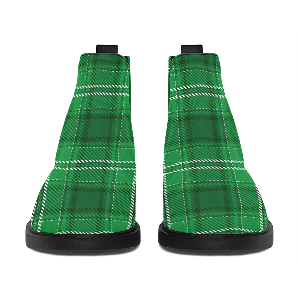 Saint Patrick's Day Tartan Print Flat Ankle Boots