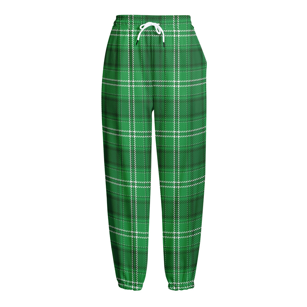 Saint Patrick's Day Tartan Print Fleece Lined Knit Pants