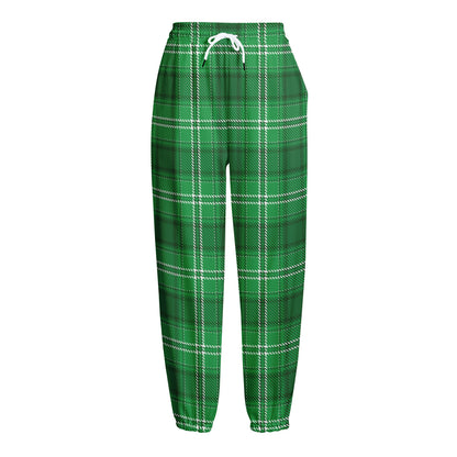 Saint Patrick's Day Tartan Print Fleece Lined Knit Pants
