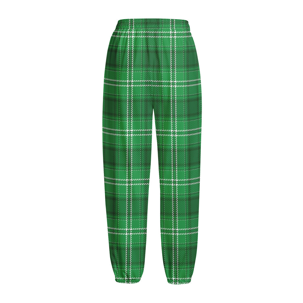 Saint Patrick's Day Tartan Print Fleece Lined Knit Pants