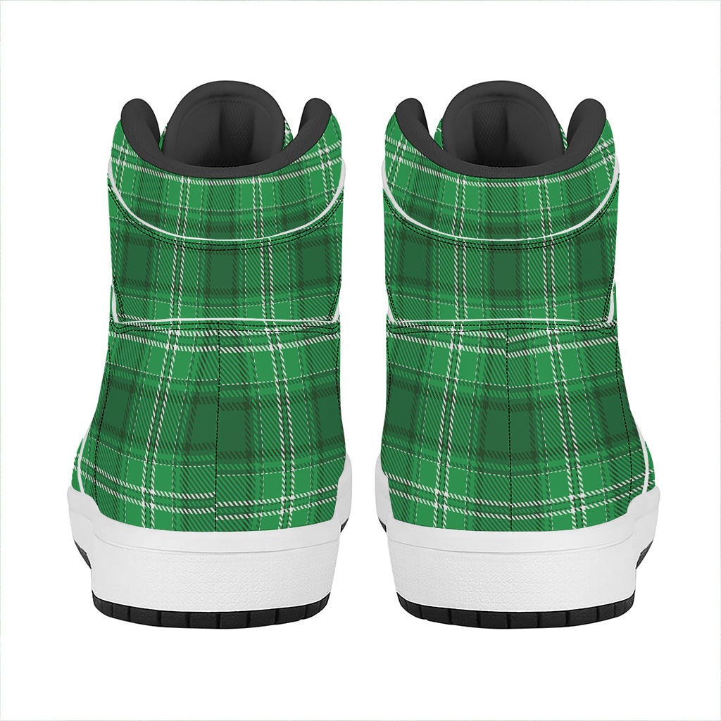 Saint Patrick's Day Tartan Print High Top Leather Sneakers