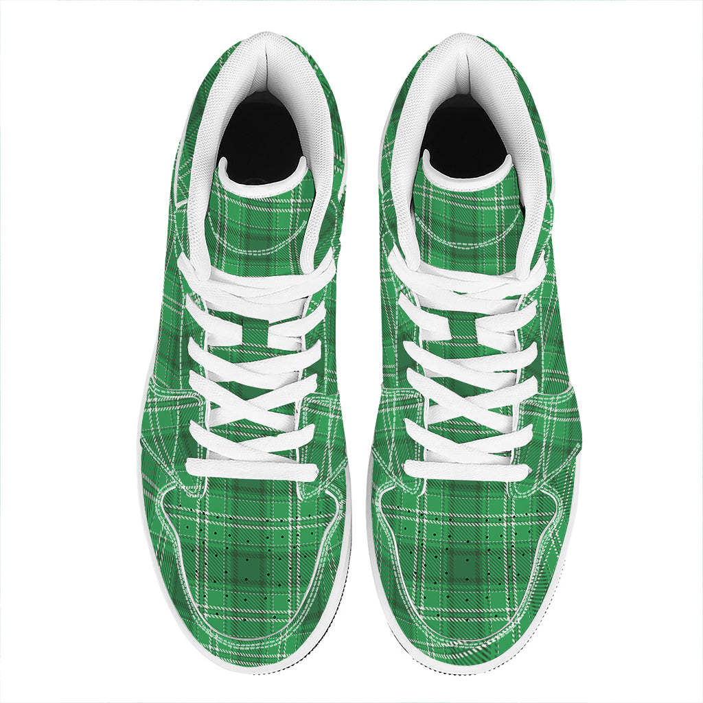 Saint Patrick's Day Tartan Print High Top Leather Sneakers