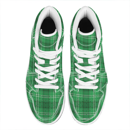Saint Patrick's Day Tartan Print High Top Leather Sneakers