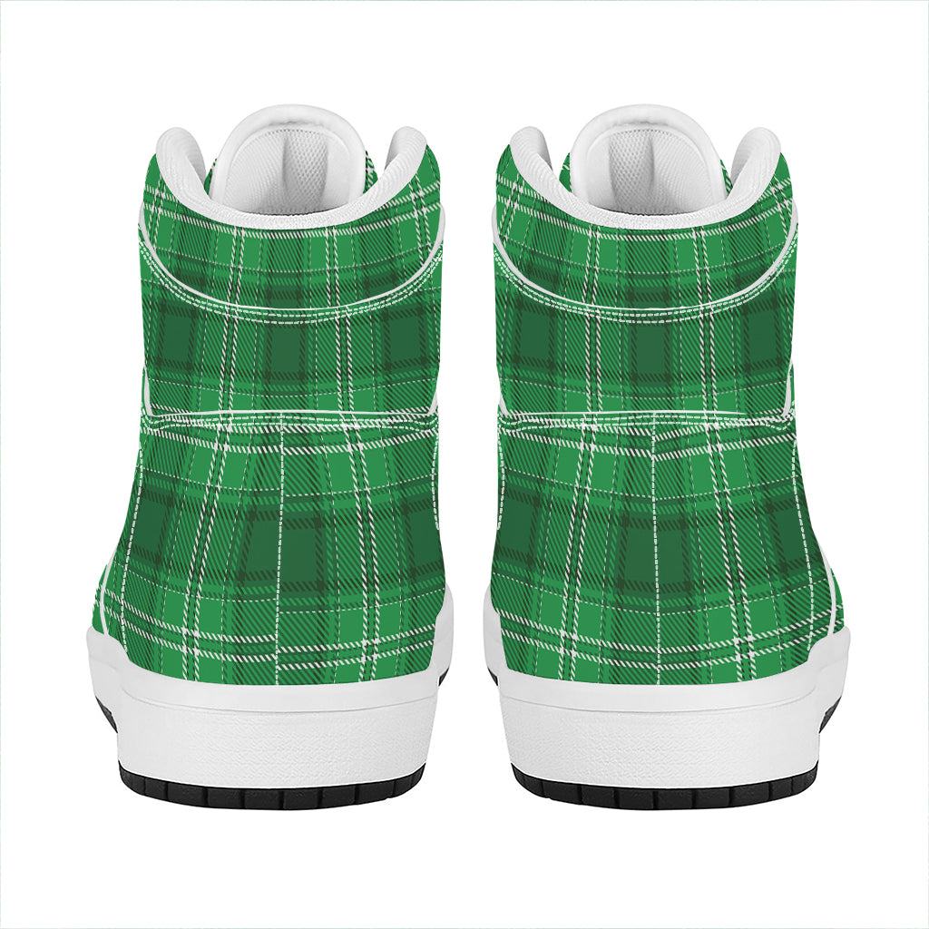 Saint Patrick's Day Tartan Print High Top Leather Sneakers