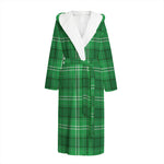 Saint Patrick's Day Tartan Print Hooded Bathrobe