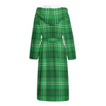 Saint Patrick's Day Tartan Print Hooded Bathrobe