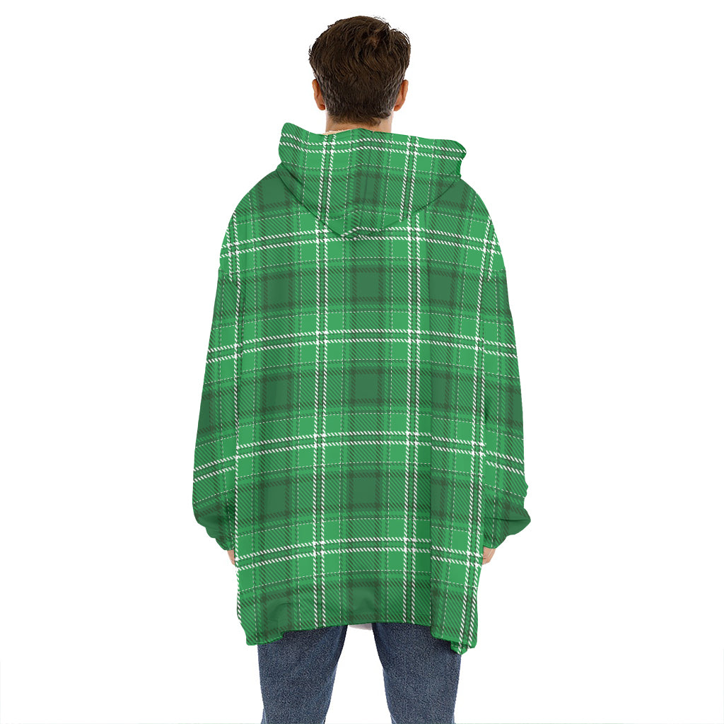 Saint Patrick's Day Tartan Print Hoodie Blanket