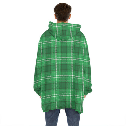 Saint Patrick's Day Tartan Print Hoodie Blanket