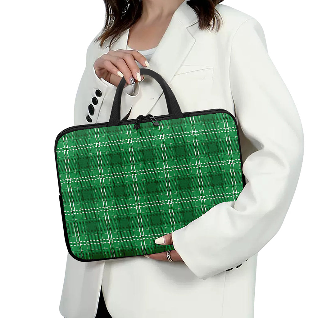 Saint Patrick's Day Tartan Print Laptop Sleeve With Handle
