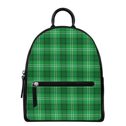 Saint Patrick's Day Tartan Print Leather Backpack