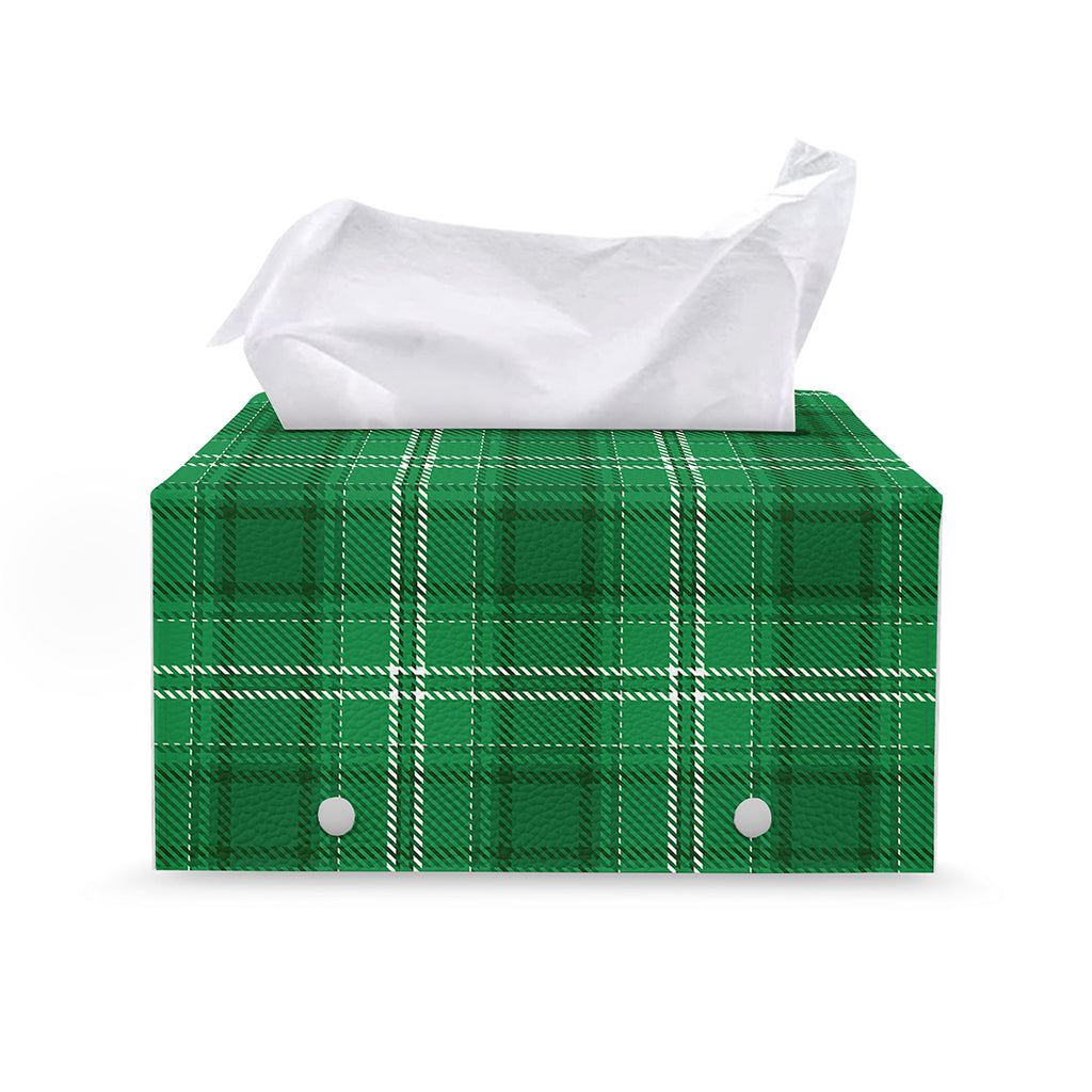 Saint Patrick's Day Tartan Print Leather Tissue Box Cover