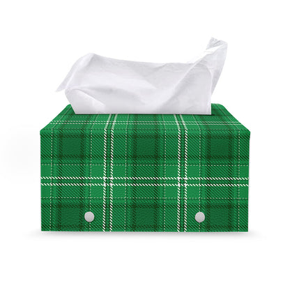 Saint Patrick's Day Tartan Print Leather Tissue Box Cover