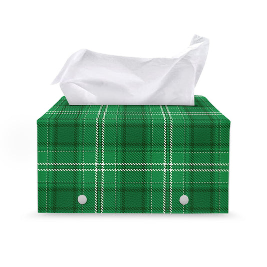 Saint Patrick's Day Tartan Print Leather Tissue Box Cover