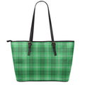 Saint Patrick's Day Tartan Print Leather Tote Bag With Zipper