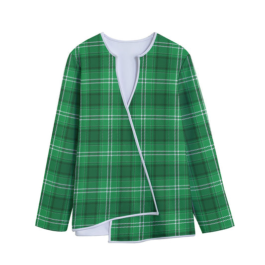 Saint Patrick's Day Tartan Print Long Sleeve Short Coat