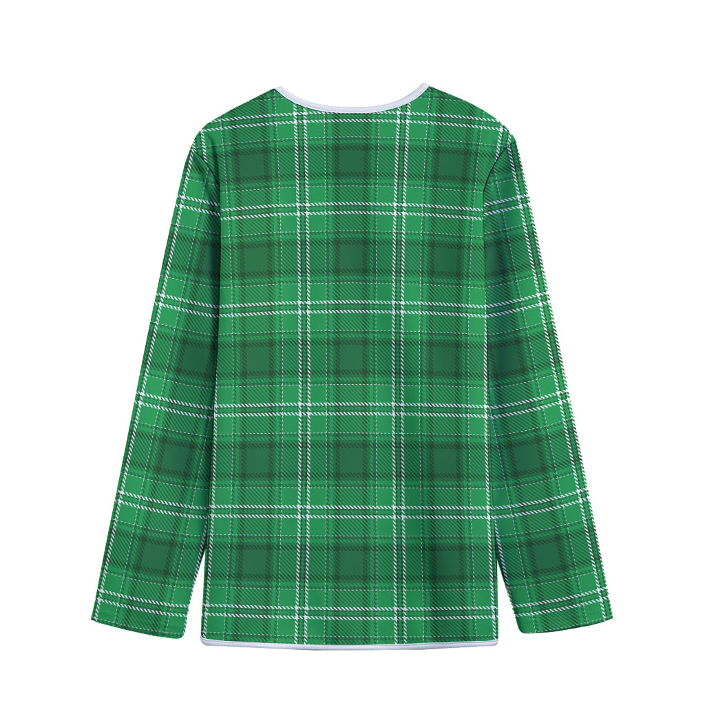 Saint Patrick's Day Tartan Print Long Sleeve Short Coat