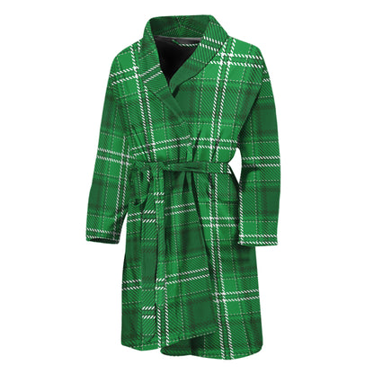 Saint Patrick's Day Tartan Print Men's Bathrobe