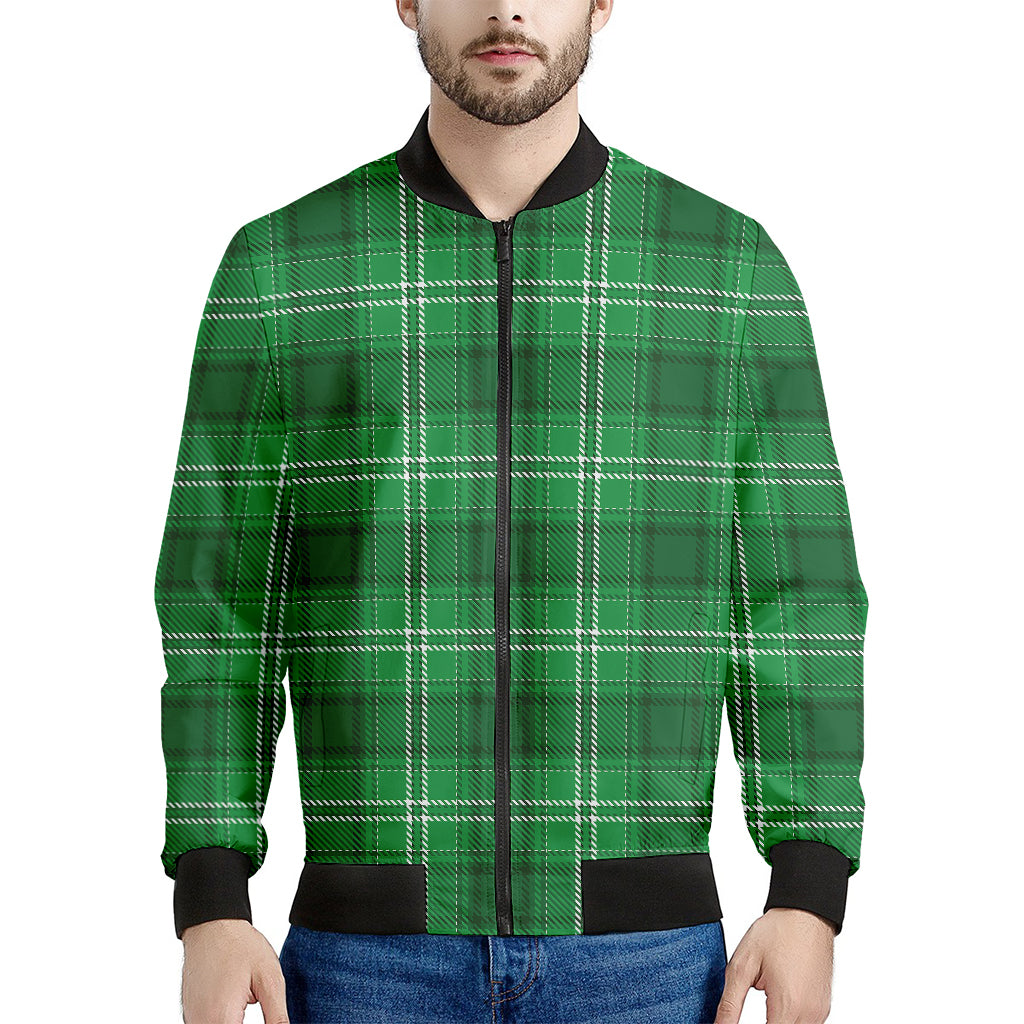 Saint Patrick's Day Tartan Print Men's Bomber Jacket