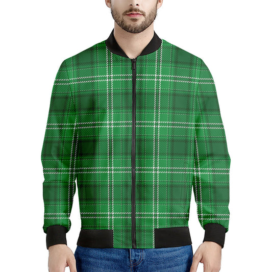 Saint Patrick's Day Tartan Print Men's Bomber Jacket