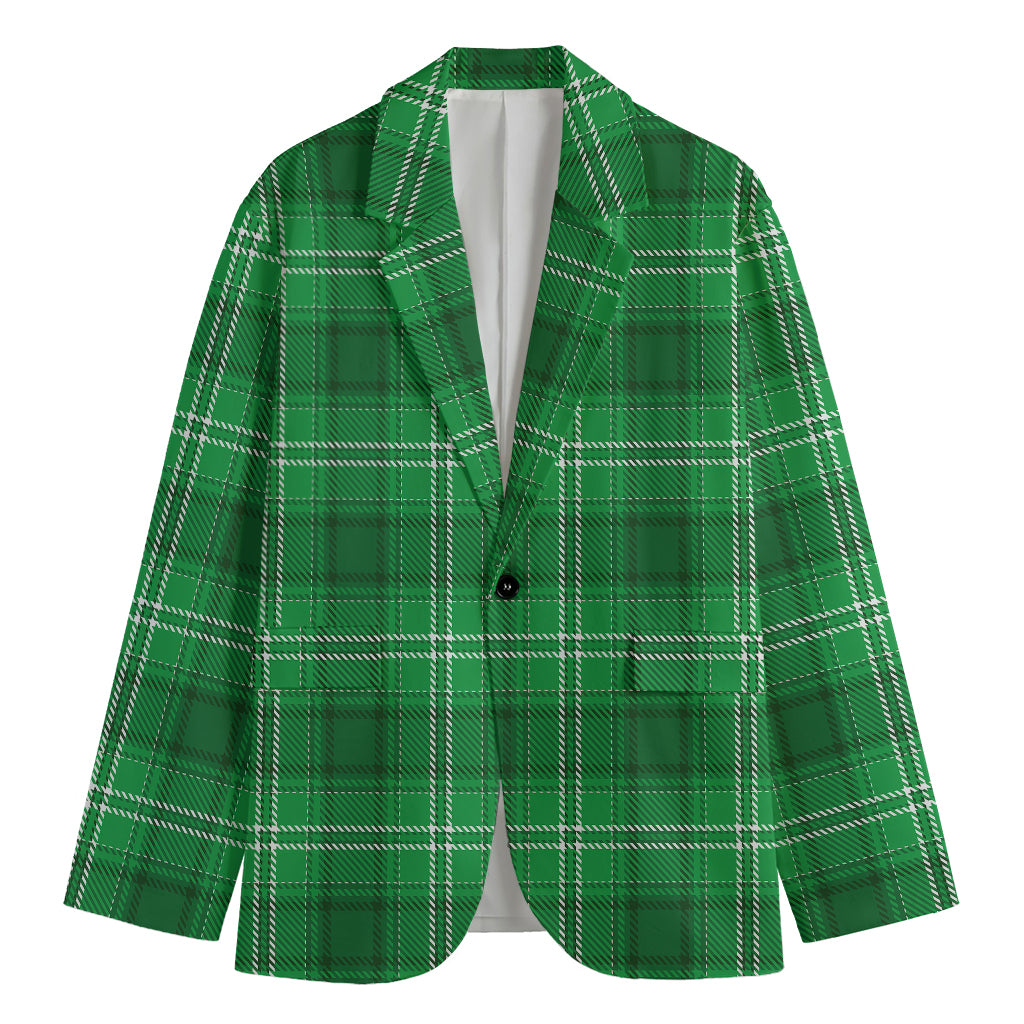Saint Patrick's Day Tartan Print Men's Cotton Blazer
