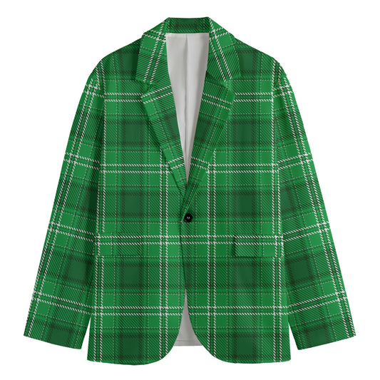Saint Patrick's Day Tartan Print Men's Cotton Blazer