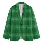 Saint Patrick's Day Tartan Print Men's Cotton Blazer